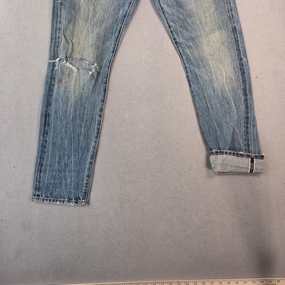 American Eagle Selvedge Jeans Mens Blue Low Rise Button Fly Light Fits 32x29 - Picture 7 of 14